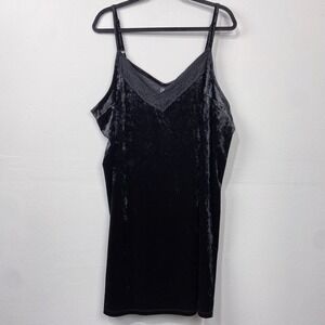 Torrid Sleep Black Velvet Lace Trim Cami Slip Dress Plus Size 2X Fairy Goth Glam